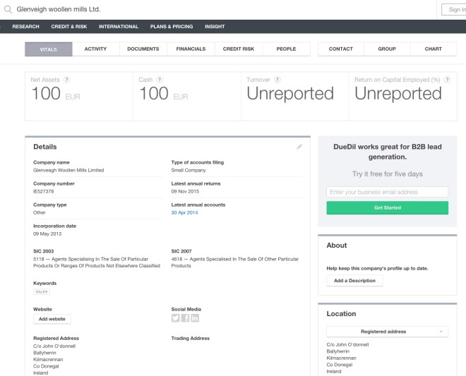 Glenveigh Woolen Mills Ltd, councillor John O'Donnell