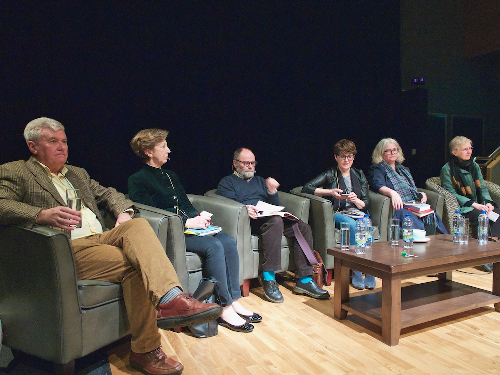 Sean Hillen speaking at Seamus Heaney HomePlace, Olivia O'Leary, Marie-Louis Muir